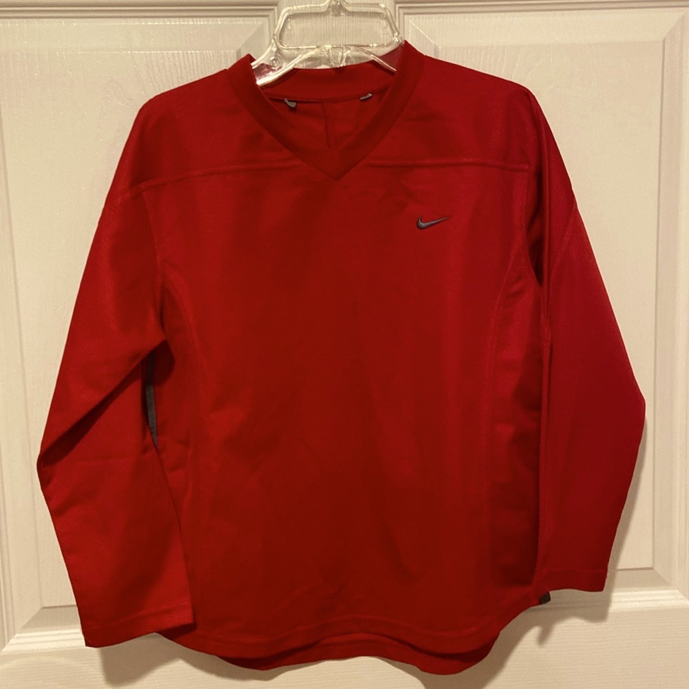 Nike boys red top (2 grey strips on side) size small / 8